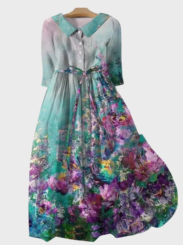 Vestido Floral com Design Degradê