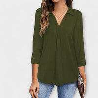 Jessica - Blusa Casual com Decote Pontiagudo