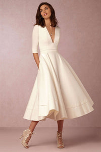 Laura | Vestido Midi Feminino Com Corte Em A, Decote Em V