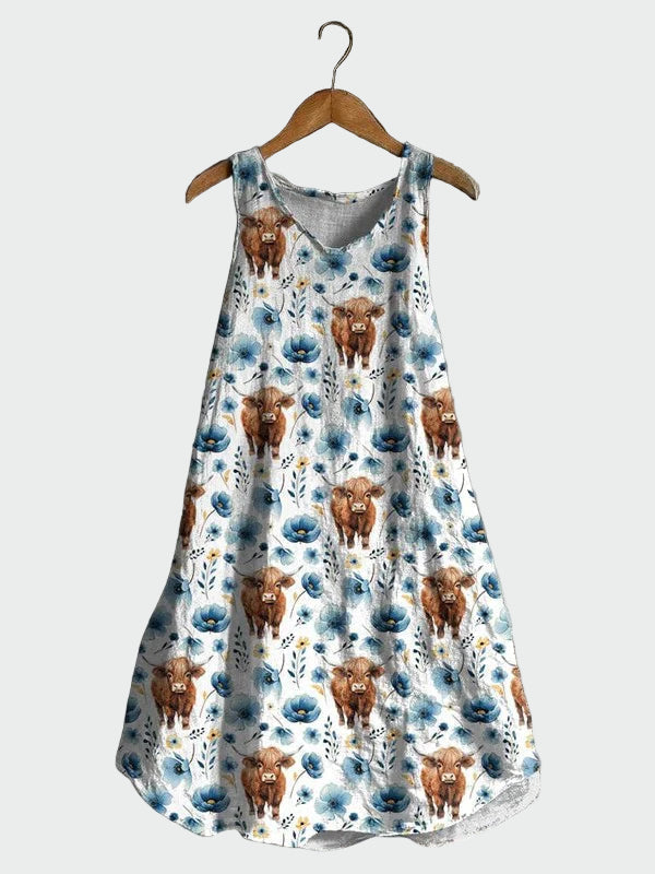 Vestido com Estampa de Vacas