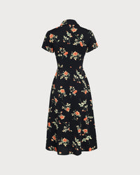 Glória | Vestido Midi Preto Floral
