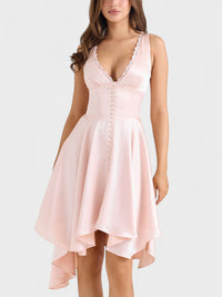 Élodie | Vestido Romance Suave Cetim Brilhante & Renda Delicada