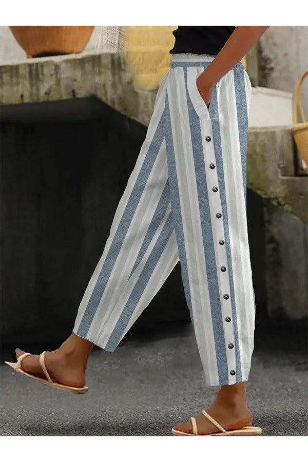 Maria - Calças largas e casuais às riscas