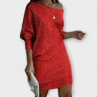 Vestido de festa com lantejoulas e contraste