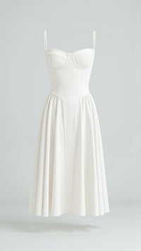 Odette Élégance | Vestido midi com corpete estruturado