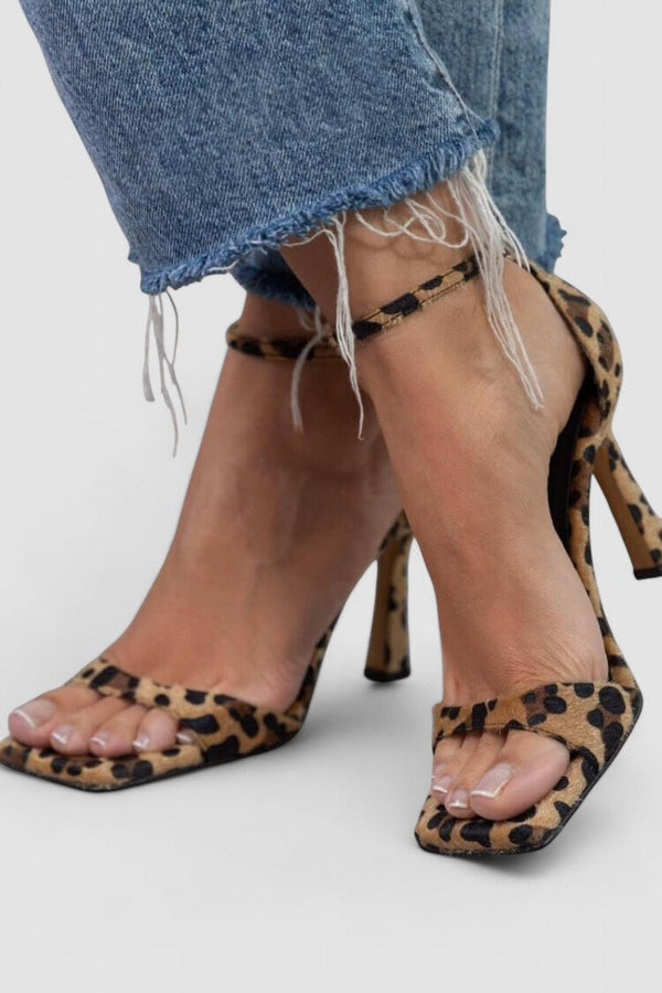 Giulia™ | Sandálias de salto alto com estampado leopardo