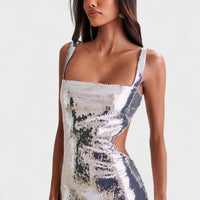 Vestido de gala Sparkle Silver - Edição de noite