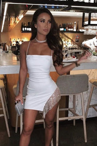 Nicole | Vestido Mini Branco com Detalhes em Diamantes