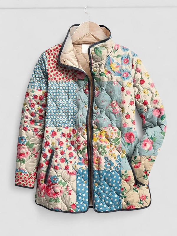Lucilda | Jaqueta Acolchoada Floral Vintage Casual