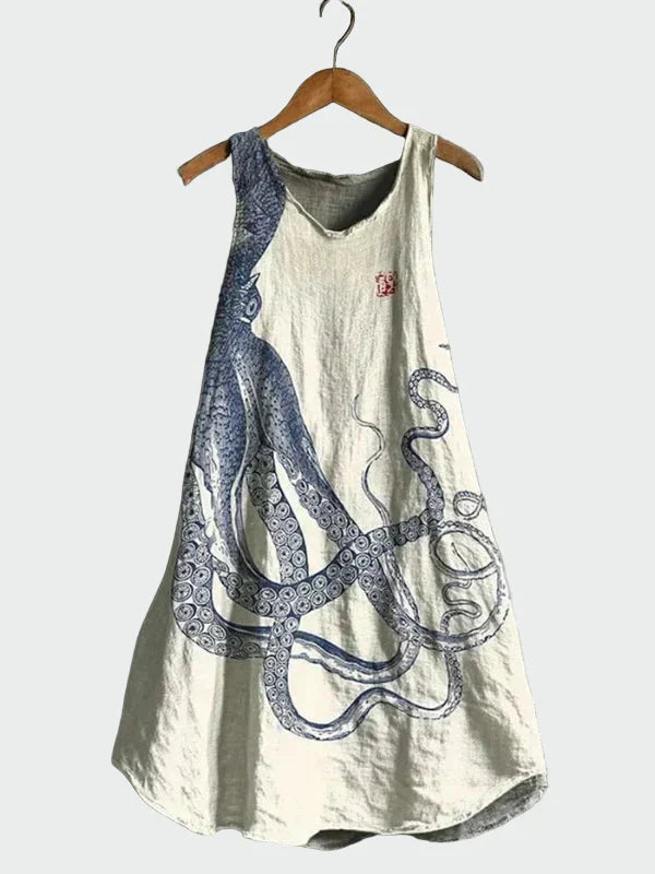Vestido com Estampa de Tentáculos