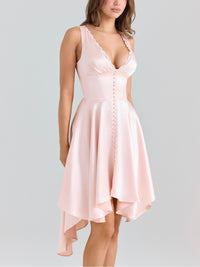 Élodie | Vestido Romance Suave Cetim Brilhante & Renda Delicada