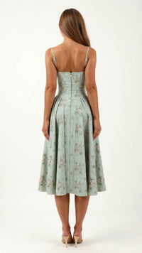 Odette Élégance | Vestido midi com corpete estruturado