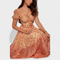 Vestido Valentina Floral Coral