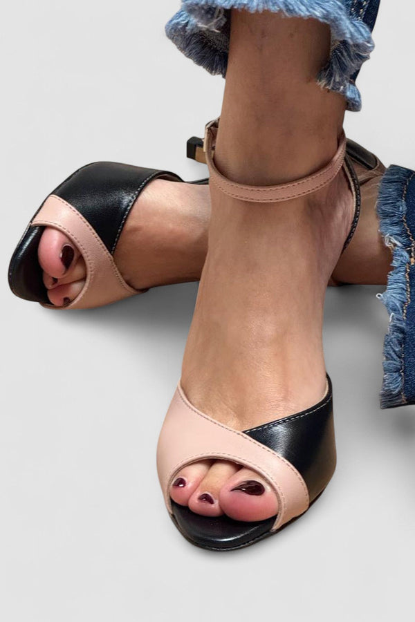 Noirella™ | Sapatos de salto médio com tira no tornozelo