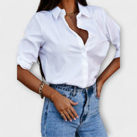 Jessica - Blusa Casual com Decote Pontiagudo