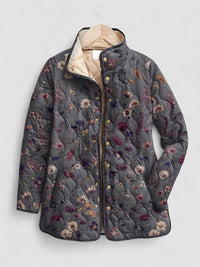 Flora | Casaco Acolchoado Vintage Floral Feminina Elegante