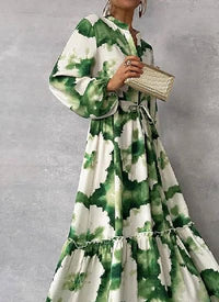 Gabriela | Vestido Longo Elegante com Manga Longa e Decote em V