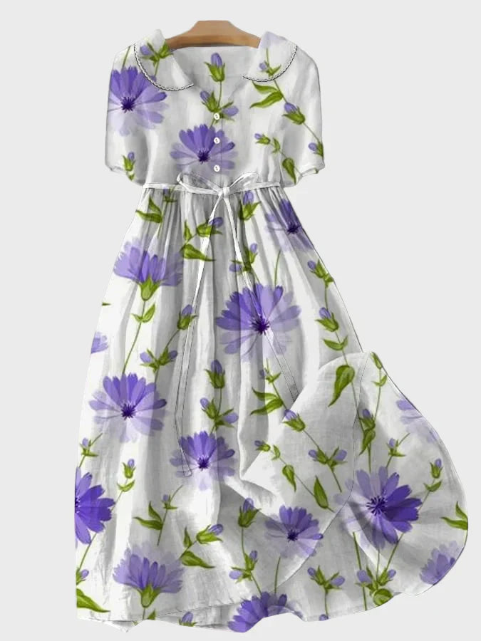 Vestido Floral na Cor Lavanda