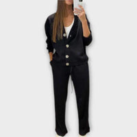 Chantal - Conjunto de casaco de malha e calças