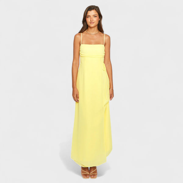 Flossie - Vestido maxi amarelo com laço lateral