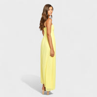 Flossie - Vestido maxi amarelo com laço lateral