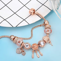 BrilhoNobre Pulseira Floco de Neve Rosas - Pendente Prata