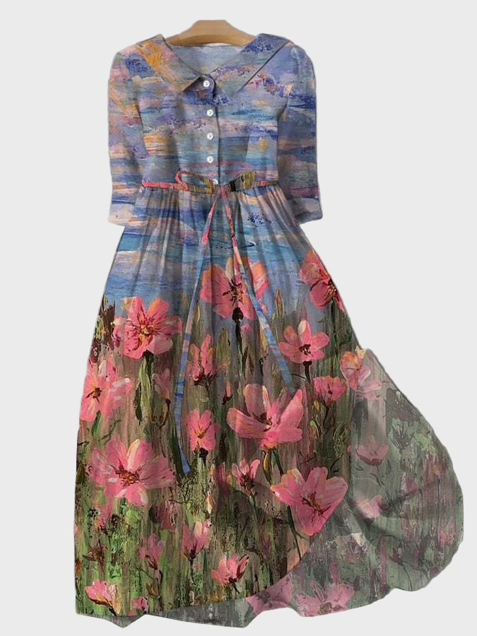 Vestido Πράρι com Estampa Impressionista