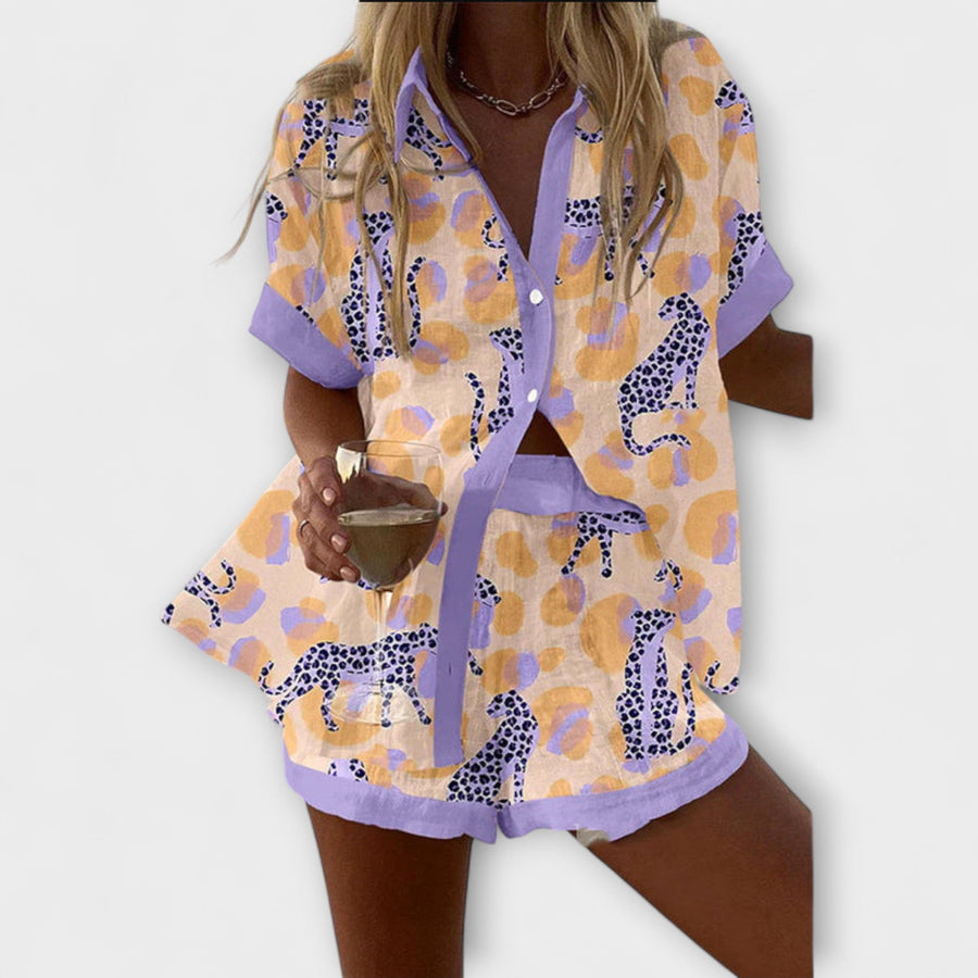 Inês| Conjunto Estampado Leopardo Conforto Elegante
