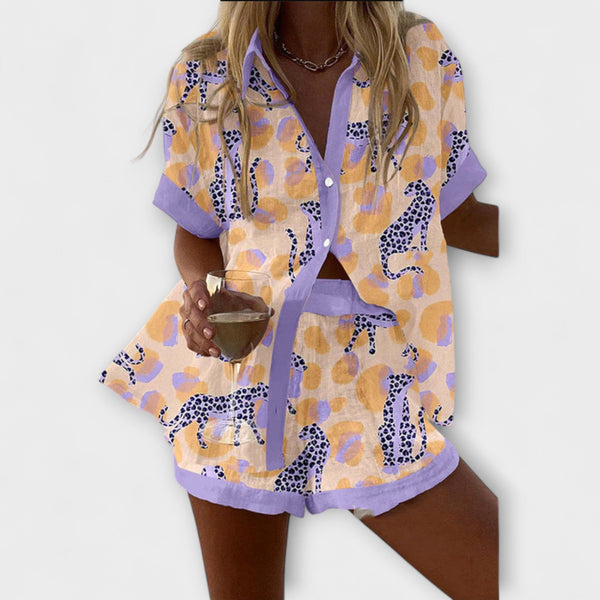 Inês| Conjunto Estampado Leopardo Conforto Elegante