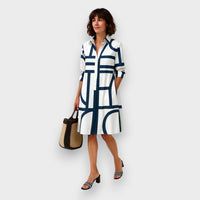 Helen™| Vestido Midi Com Padrão Geométrico