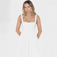 Maribel - Vestido Midi com decote quadrado