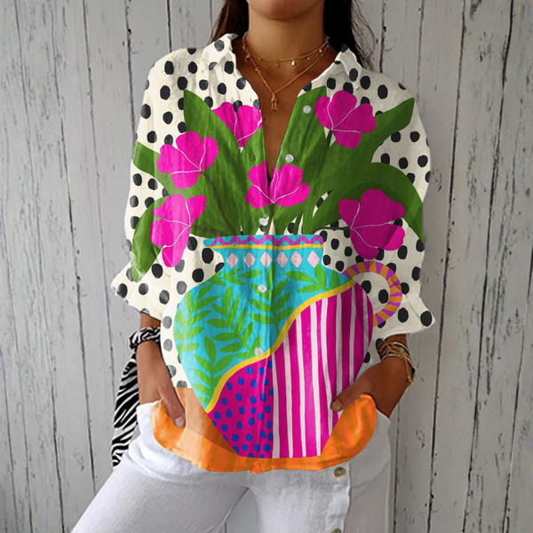 Odile | Blusa Estampa Vaso Floral Audaciosa e Versátil