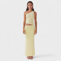 Seranella - Vestido maxi assimétrico com recorte