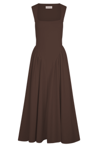 Sharon |Vestido midi  em malha de esparguete - Castanho cacau