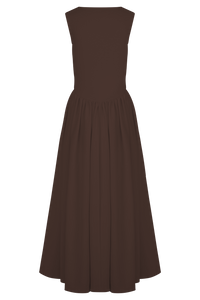 Sharon |Vestido midi  em malha de esparguete - Castanho cacau