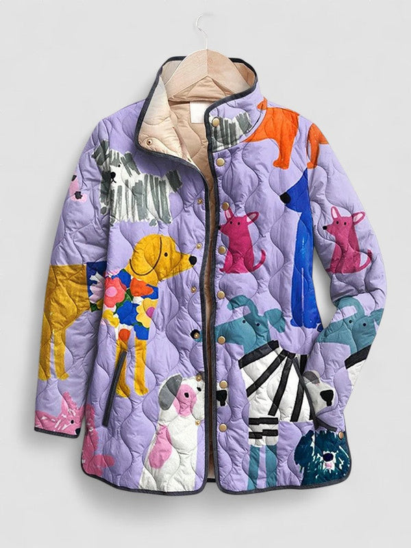 Andrea | Jaqueta Casual Feminina Com Estampa De Cachorros