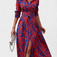 Vestido Bianca – Estilo Animal Print Azul e Vermelho