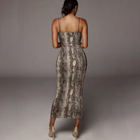 Leopardo | Vestido Justo Sexy com Estampa de Leopardo e Alças Finas