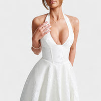 Effie - Vestido midi texturado com decote V