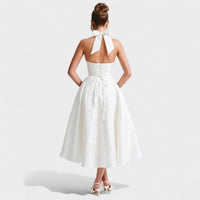 Effie - Vestido midi texturado com decote V