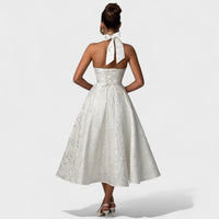 Effie - Vestido midi texturado com decote V