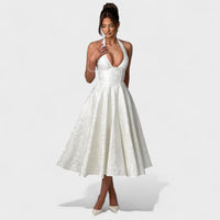 Effie - Vestido midi texturado com decote V