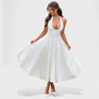 Effie - Vestido midi texturado com decote V