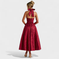 Effie - Vestido midi texturado com decote V