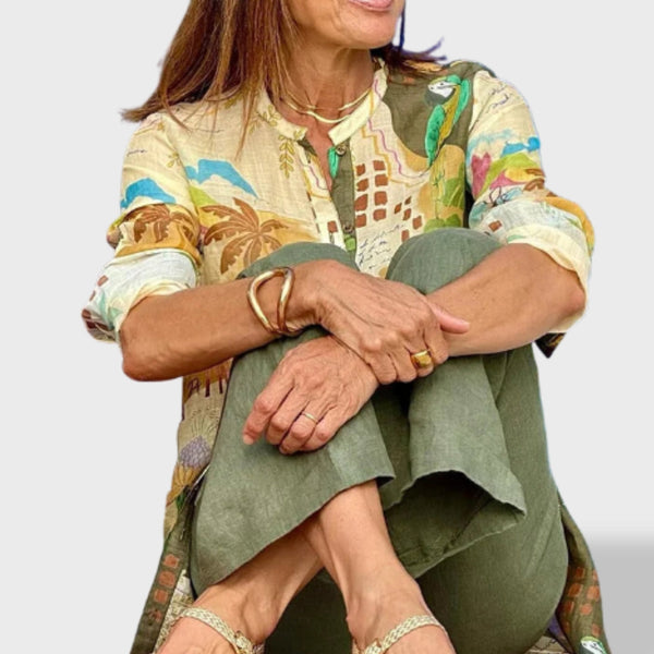 Inês™ ｜ Conjunto de Linho Leve de Verão