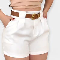 Calções Plissados de Cintura Alta