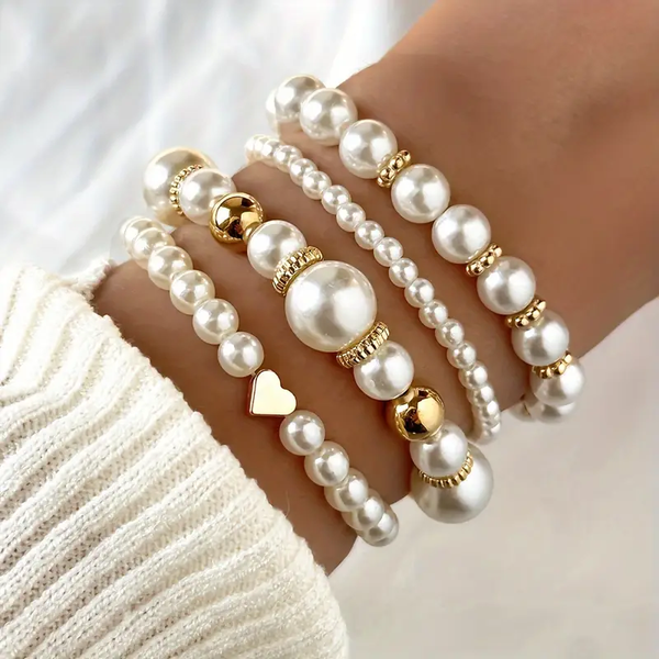 LuzPearl Conjunto de Pulseiras de Pérolas - Estilo Único