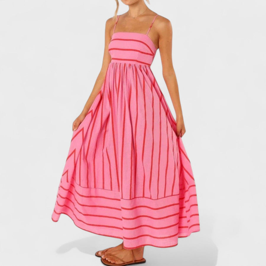 Isabel - Vestido comprido às riscas