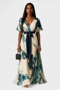 Vanessa™ | Vestido Longo com Estampa Aquarela