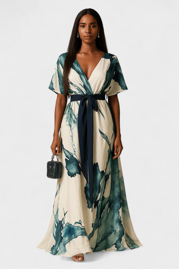 Vanessa™ | Vestido Longo com Estampa Aquarela